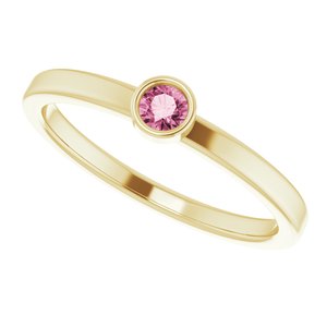 14K Yellow 3 mm Natural Pink Tourmaline Ring - BN & CO JEWELRY