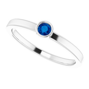 14K White 3 mm Lab-Grown Blue Sapphire Ring - BN & CO JEWELRY