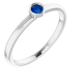 14K White 3 mm Lab-Grown Blue Sapphire Ring - BN & CO JEWELRY