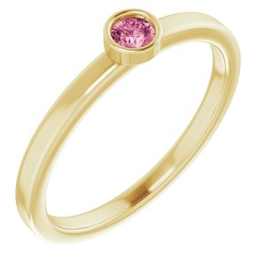 14K Yellow 3 mm Natural Pink Tourmaline Ring - BN & CO JEWELRY