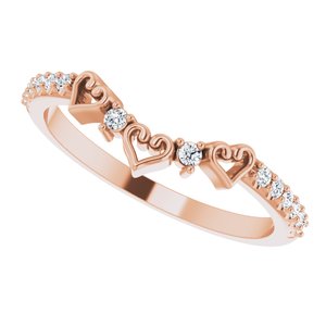 14K Rose 1/6 CTW Natural Diamond Heart Contour Band - BN & CO JEWELRY