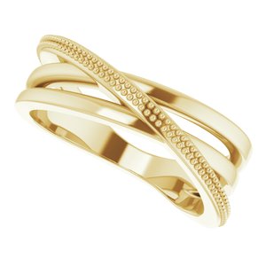 14K Yellow Beaded Criss-Cross Ring - BN & CO JEWELRY