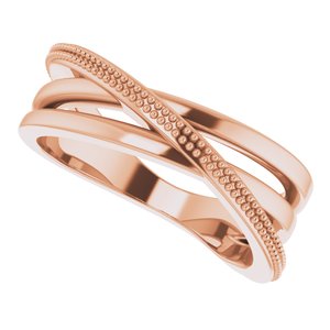 14K Rose Beaded Criss-Cross Ring - BN & CO JEWELRY