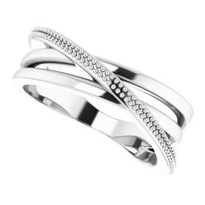Sterling Silver Beaded Criss-Cross Ring - BN & CO JEWELRY
