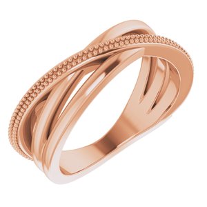 14K Rose Beaded Criss-Cross Ring - BN & CO JEWELRY