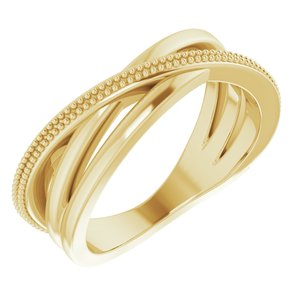 14K Yellow Beaded Criss-Cross Ring - BN & CO JEWELRY