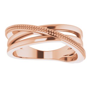 14K Rose Beaded Criss-Cross Ring - BN & CO JEWELRY