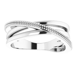 Sterling Silver Beaded Criss-Cross Ring - BN & CO JEWELRY