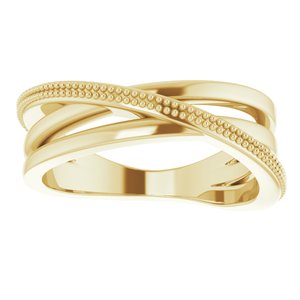 14K Yellow Beaded Criss-Cross Ring - BN & CO JEWELRY