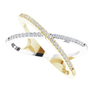 14K Yellow/White 1/6 CTW Natural Diamond Criss-Cross Ring - BN & CO JEWELRY