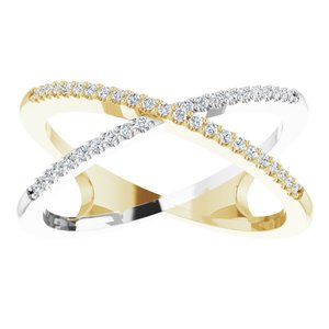 14K Yellow/White 1/6 CTW Natural Diamond Criss-Cross Ring - BN & CO JEWELRY