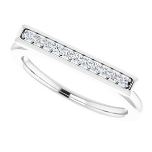 14K White 1/10 CTW Natural Diamond Bar Ring - BN & CO JEWELRY