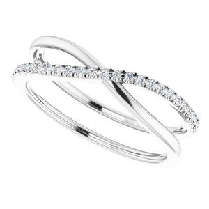 14K White 1/8 CTW Natural Diamond Criss-Cross Ring - BN & CO JEWELRY