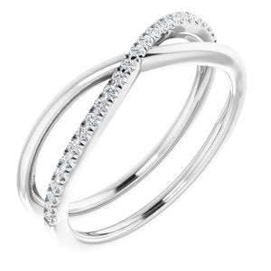 14K White 1/8 CTW Natural Diamond Criss-Cross Ring - BN & CO JEWELRY