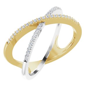 14K Yellow/White 1/6 CTW Natural Diamond Criss-Cross Ring - BN & CO JEWELRY