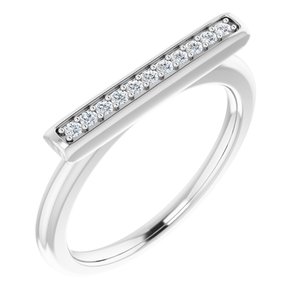 14K White 1/10 CTW Natural Diamond Bar Ring - BN & CO JEWELRY