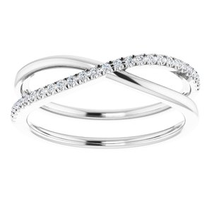 14K White 1/8 CTW Natural Diamond Criss-Cross Ring - BN & CO JEWELRY