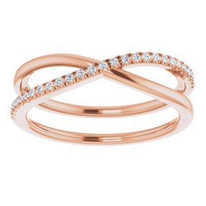 14K Rose 1/8 CTW Natural Diamond Criss-Cross Ring - BN & CO JEWELRY