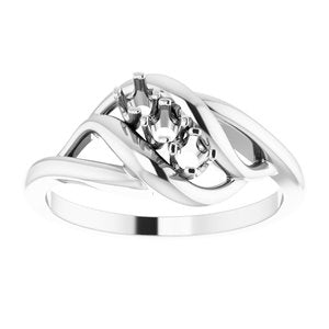 10K White 3-Stone Family Freeform Ring Moutning - BN & CO JEWELRY
