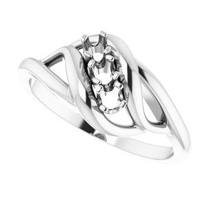 10K White 3-Stone Family Freeform Ring Moutning - BN & CO JEWELRY