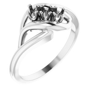 10K White 3-Stone Family Freeform Ring Moutning - BN & CO JEWELRY