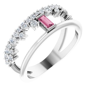 14K White Natural Pink Tourmaline & 3/8 CTW Natural Diamond Negative Space Ring - BN & CO JEWELRY
