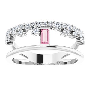 14K White Natural Pink Tourmaline & 3/8 CTW Natural Diamond Negative Space Ring - BN & CO JEWELRY