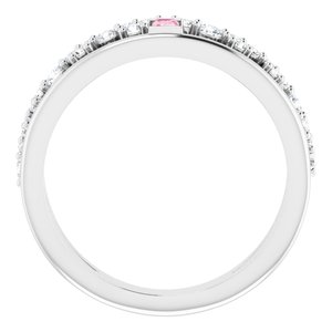 14K White Natural Pink Tourmaline & 3/8 CTW Natural Diamond Negative Space Ring - BN & CO JEWELRY