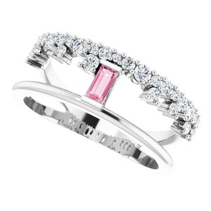 14K White Natural Pink Tourmaline & 3/8 CTW Natural Diamond Negative Space Ring - BN & CO JEWELRY