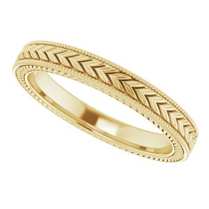 14K Yellow 3 mm Wheat Pattern Band Size 7 - BN & CO JEWELRY