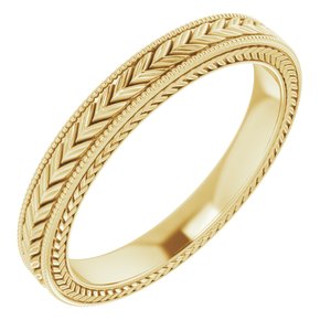 14K Yellow 3 mm Wheat Pattern Band Size 7 - BN & CO JEWELRY