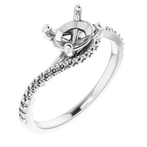 14K White 8x6 mm Oval Bypass Engagement Ring - BN & CO JEWELRY