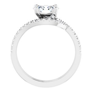 14K White 8x6 mm Oval Bypass Engagement Ring - BN & CO JEWELRY