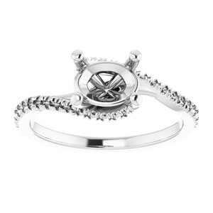 14K White 8x6 mm Oval Bypass Engagement Ring - BN & CO JEWELRY