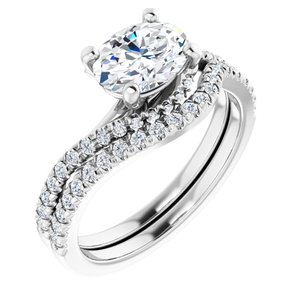 14K White 8x6 mm Oval Bypass Engagement Ring - BN & CO JEWELRY