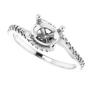 14K White 8x6 mm Oval Bypass Engagement Ring - BN & CO JEWELRY