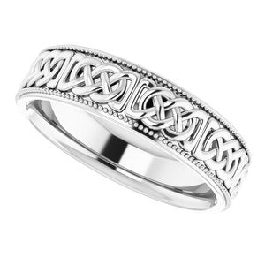 Platinum 6 mm Celtic-Inspired Band Size 10 - BN & CO JEWELRY