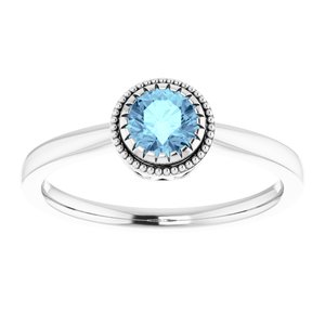 14K White Natural Aquamarine Ring - BN & CO JEWELRY