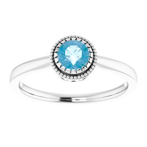 14K White Natural Swiss Blue Topaz Ring - BN & CO JEWELRY