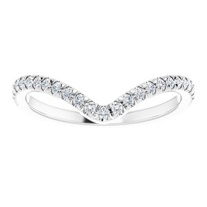 14K White 1/5 CTW Natural Diamond Contour French-Set Band - BN & CO JEWELRY