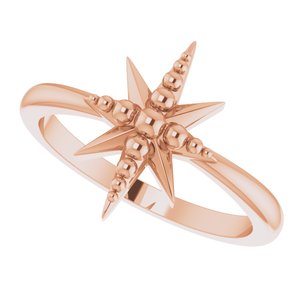 14K Rose Beaded Star Ring - BN & CO JEWELRY