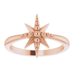 14K Rose Beaded Star Ring - BN & CO JEWELRY