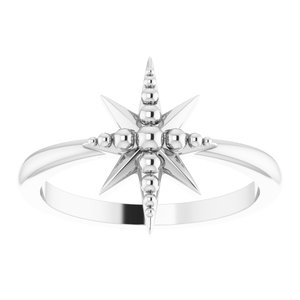 14K White Beaded Star Ring - BN & CO JEWELRY