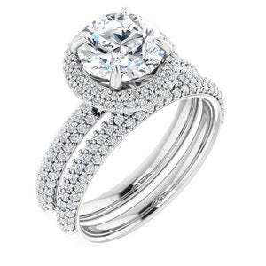 14K White 8 mm Round Halo-Style Engagement Ring - BN & CO JEWELRY