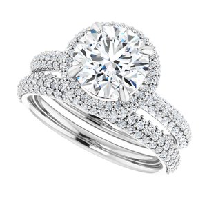 14K White 8 mm Round Halo-Style Engagement Ring - BN & CO JEWELRY