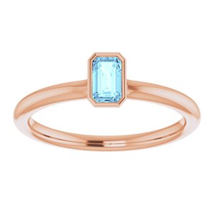 14K Rose Natural Aquamarine Stackable Ring - BN & CO JEWELRY