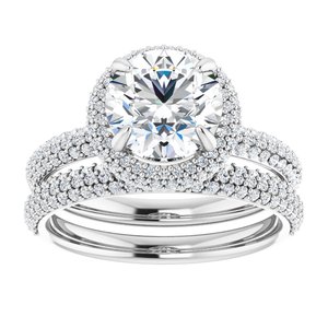 14K White 8 mm Round Halo-Style Engagement Ring - BN & CO JEWELRY