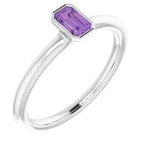 14K White Amethyst Stackable Ring - BN & CO JEWELRY