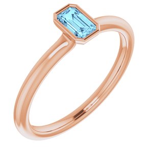 14K Rose Natural Aquamarine Stackable Ring - BN & CO JEWELRY