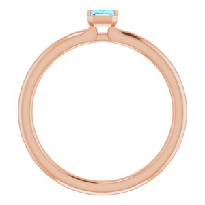 14K Rose Natural Aquamarine Stackable Ring - BN & CO JEWELRY